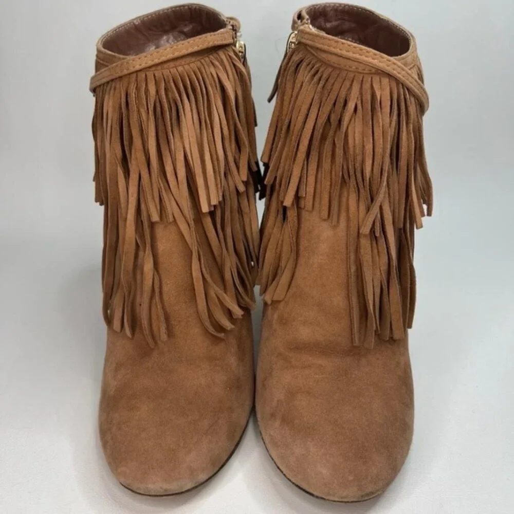 B BRIAN ATWOOD Made‎ in Italy 🇮🇹 Suede Booties Fringe Details Size 8.5 - Picture 4 of 16